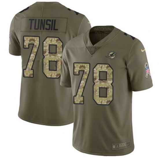 Nike Dolphins #78 Laremy Tunsil Olive Camo Mens Stitched NFL Limited 2017 Salute To Service Jersey